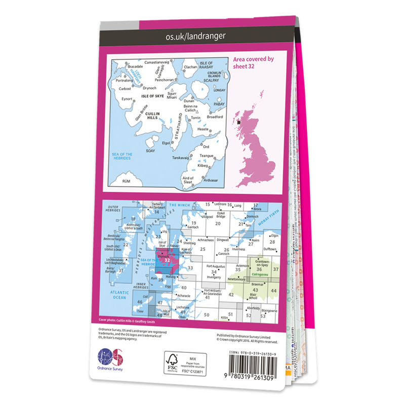 OS Landranger Map 32 - South Skye and Cuillin Hills-2